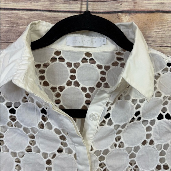 Anne Fontaine Button Down Tunic Blouse Eyelet - Picture 2 of 5